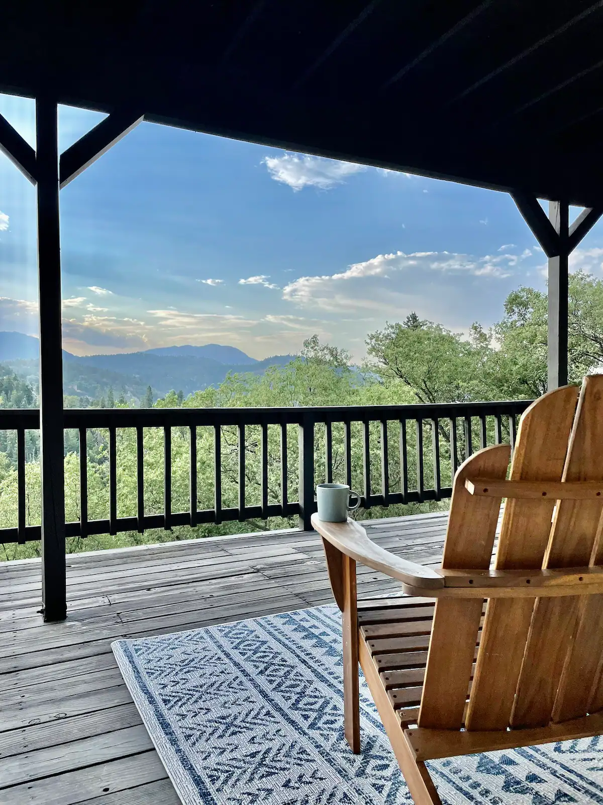 Wild Olive Den Patio with view, Cabin Rental Near Running Springs, and Lake Gregory